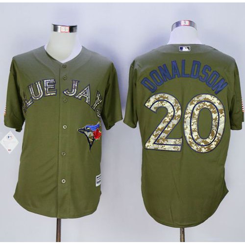 Toronto Blue Jays #20 Josh Donaldson Green Camo New Cool Base Stitched Jersey Men's