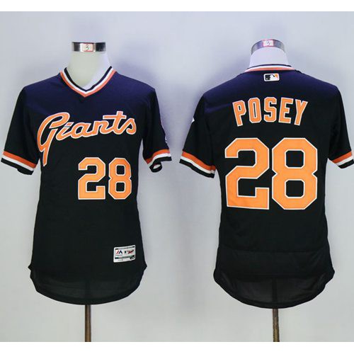 San Francisco Giants #28 Buster Posey Black Flexbase Authentic Collection Cooperstown Stitched Jersey Men's