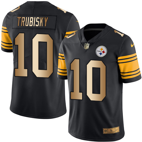 Steelers #10 Mitchell Trubisky Black Men's Stitched Limited Gold Rush Jersey