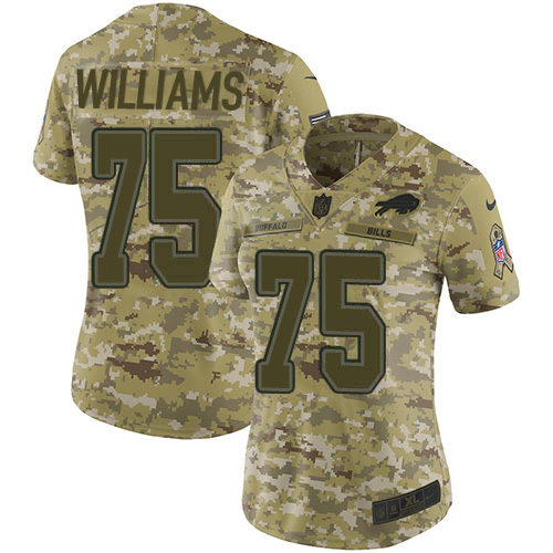 Buffalo Bills #75 Daryl Williams Camo Women's Stitched Limited 2018 Salute To Service Jersey Womens