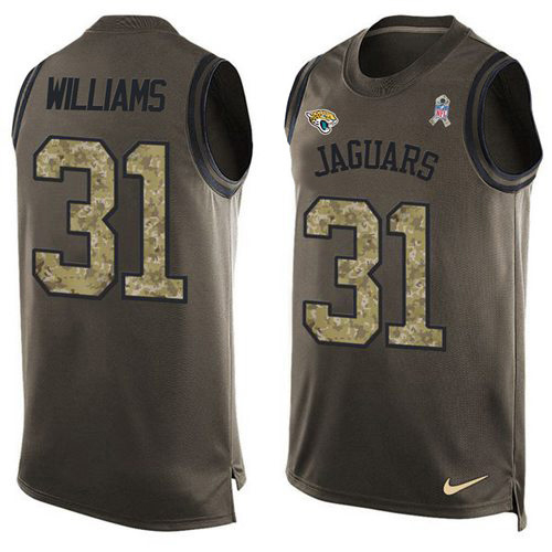 Jaguars #31 Darious Williams Green Men's Stitched Limited Salute To Service Tank Top Jersey