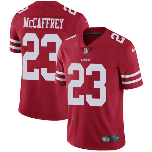 49ers #23 Christian McCaffrey Red Team Color Men's Stitched Vapor Untouchable Limited Jersey