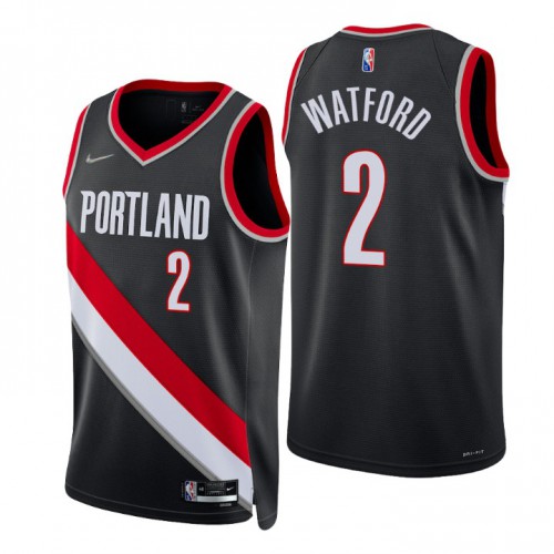 Portland Trail Blazers #2 Trendon Watford Black Mens 2021-22 75th Anniversary Diamond Swingman Jersey - Icon Edition Mens