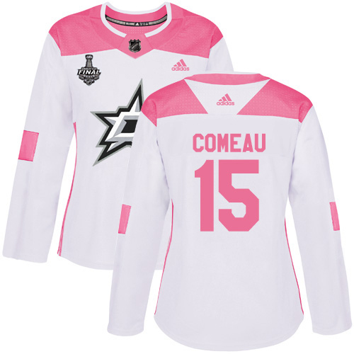 Adidas Dallas Stars #15 Blake Comeau White/Pink Authentic Fashion Women's 2020 Stanley Cup Final Stitched Jersey Womens