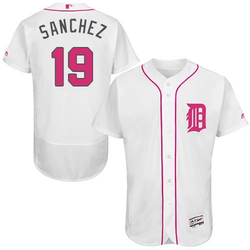 Detroit Tigers #19 Anibal Sanchez White Flexbase Authentic Collection Mother's Day Stitched Jersey Men's