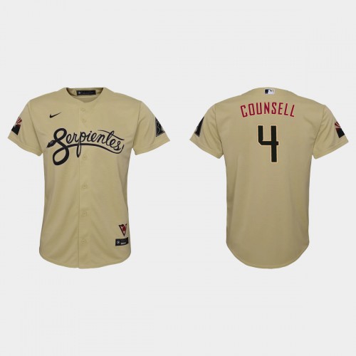 Arizona Arizona Diamondbacks #4 Craig Counsell Youth 2021 City Connect Jersey Gold Youth