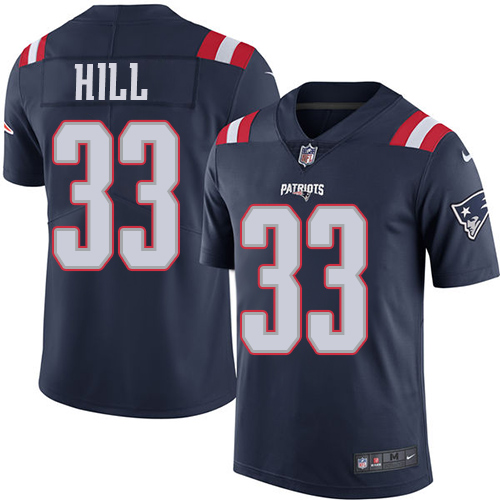 New England Patriots #33 Jeremy Hill Navy Blue Men's Stitched Limited Rush Jersey Men's