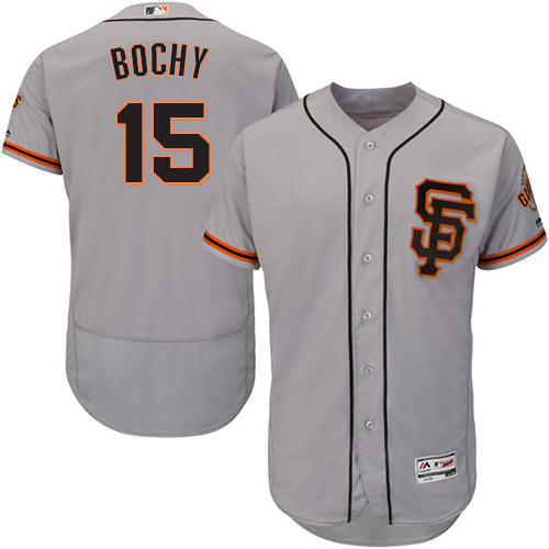 San Francisco Giants #15 Bruce Bochy Grey Flexbase Authentic Collection Road 2 Stitched Jersey Men's