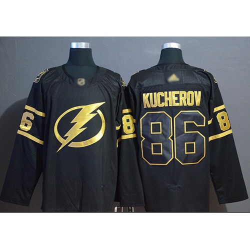 Adidas Tampa Bay Lightning #86 Nikita Kucherov Black/Gold Authentic Stitched Jersey Men's