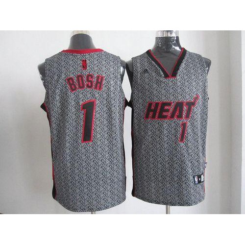 Miami Heat #1 Chris Bosh Grey Static Fashion Stitched Jersey Mens