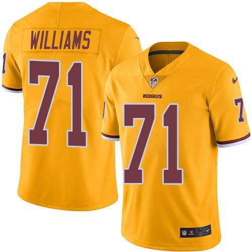Washington Commanders #71 Trent Williams Gold Youth Stitched Limited Rush Jersey Youth