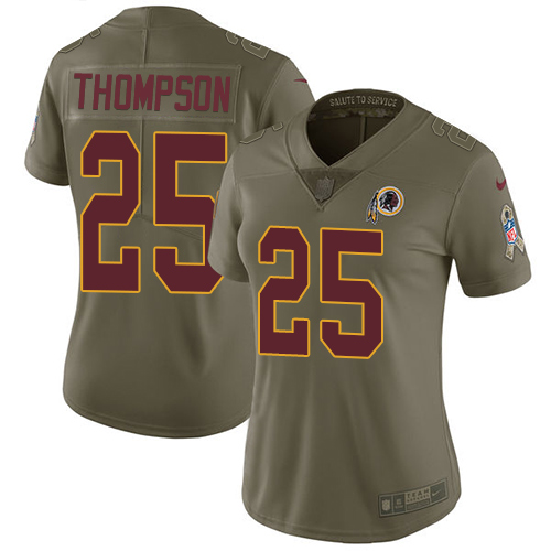 Washington Commanders #25 Chris Thompson Olive Women's Stitched Limited 2017 Salute to Service Jersey Womens