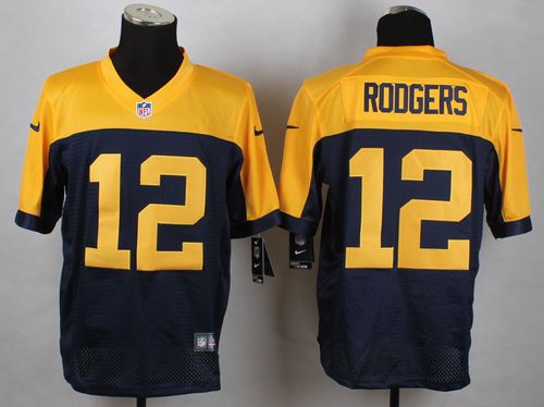 Packers #12 Aaron Rodgers Navy Blue Alternate Men's Stitched New Elite Jersey
