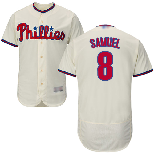 Philadelphia Phillies #8 Juan Samuel Cream Flexbase Authentic Collection Stitched Jersey Men's