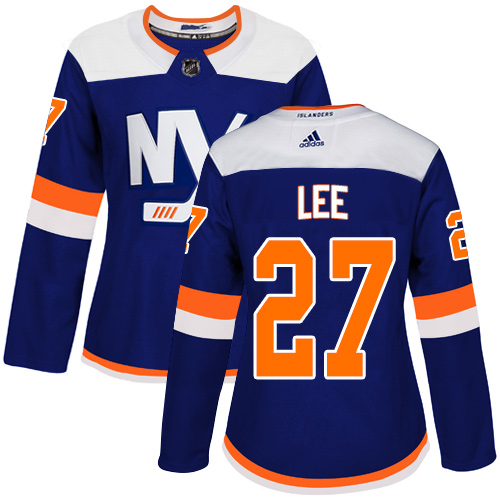 Adidas New York Islanders #27 Anders Lee Blue Alternate Authentic Women's Stitched Jersey Womens