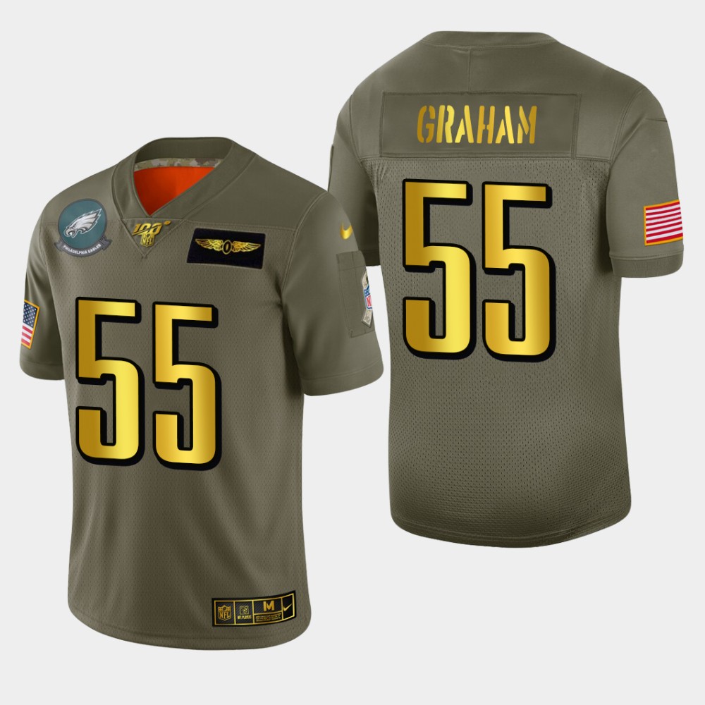Philadelphia Eagles #55 Brandon Graham Men's Olive Gold 2019 Salute To Service Limited 100 Jersey