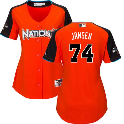 Los Angeles Dodgers #74 Kenley Jansen Orange 2017 All-Star National League Women's Stitched Jersey Womens