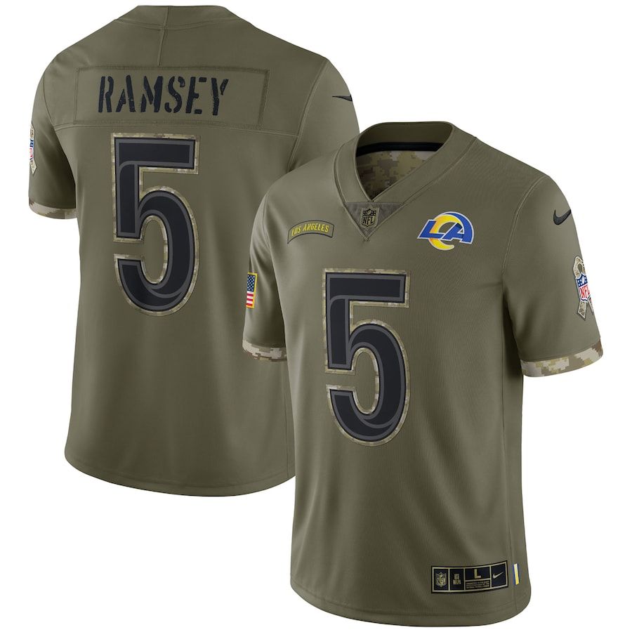 Los Angeles Rams #5 Jalen Ramsey Men's 2022 Salute To Service Limited Jersey - Olive