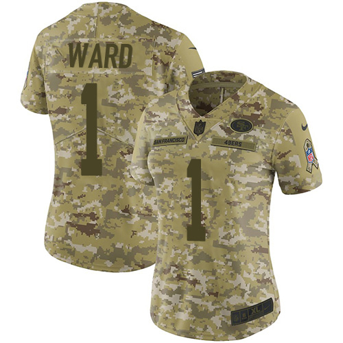 49ers #1 Jimmie Ward Camo Women's Stitched Limited 2018 Salute To Service Jersey