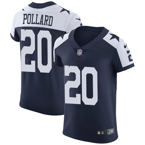 Cowboys #20 Tony Pollard Navy Blue Thanksgiving Men's Stitched Vapor Untouchable Throwback Elite Jersey