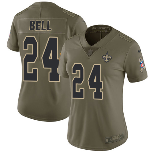 New Orleans Saints #24 Vonn Bell Olive Women's Stitched Limited 2017 Salute to Service Jersey Womens