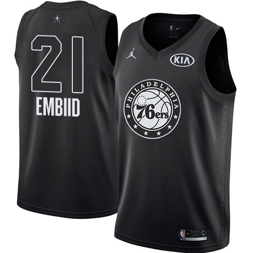 Philadelphia 76ers #21 Joel Embiid Black Jordan Swingman 2018 All-Star Game Jersey Mens