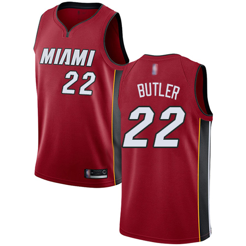Miami Heat #22 Jimmy Butler Red Swingman Statement Edition Jersey Mens