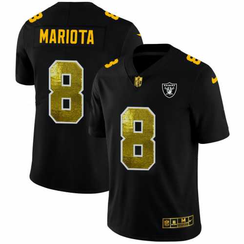 Las Vegas Las Vegas Raiders #8 Marcus Mariota Men's Black Golden Sequin Vapor Limited Jersey Men's