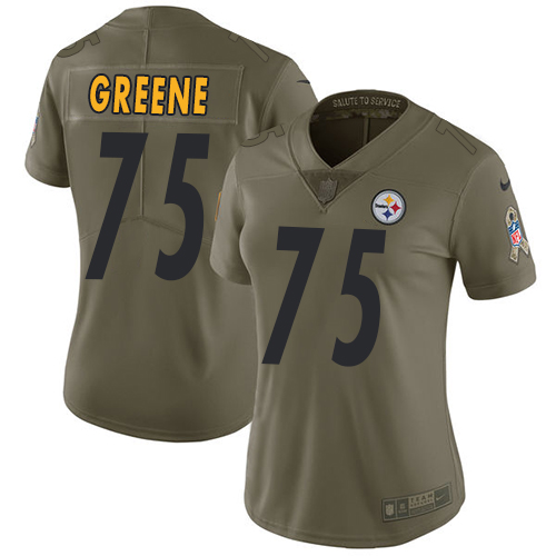 Pittsburgh Steelers #75 Joe Greene Olive Women's Stitched Limited 2017 Salute to Service Jersey Womens