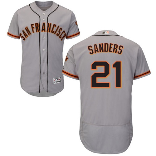 San Francisco Giants #21 Deion Sanders Grey Flexbase Authentic Collection Road Stitched Jersey Men's