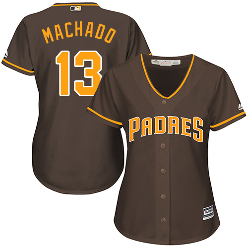 San Diego Padres #13 Manny Machado Brown Alternate Women's Stitched Jersey Womens