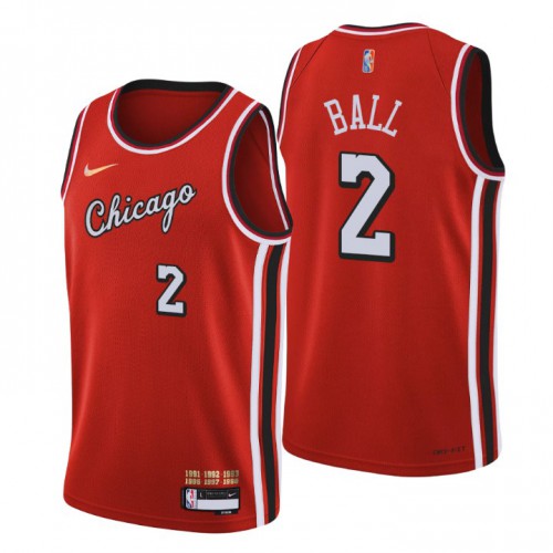 Chicago Chicago Bulls #2 Lonzo Ball Mens Red 2021/22 Swingman Jersey - City Edition Mens