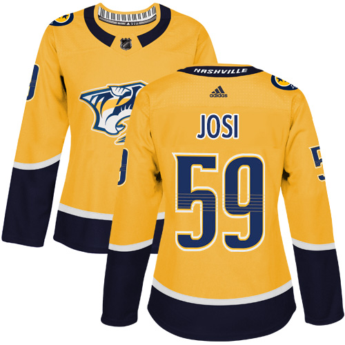 Adidas Nashville Predators #59 Roman Josi Yellow Home Authentic Women's Stitched Jersey Womens