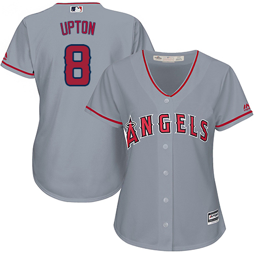 Los Angeles Angels #8 Justin Upton Grey Road Women's Stitched Jersey Womens