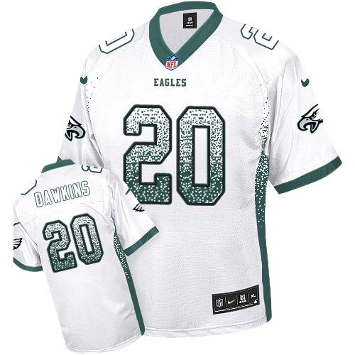 Eagles #20 Brian Dawkins White Men's Stitched Elite Drift Fashion Jersey