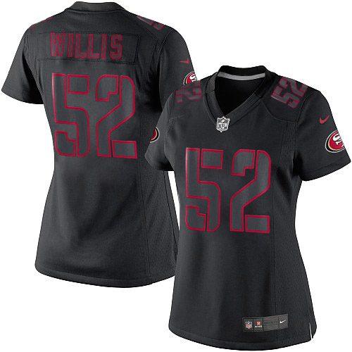 San Francisco 49ers #52 Patrick Willis Black Impact Women's Stitched Limited Jersey Womens