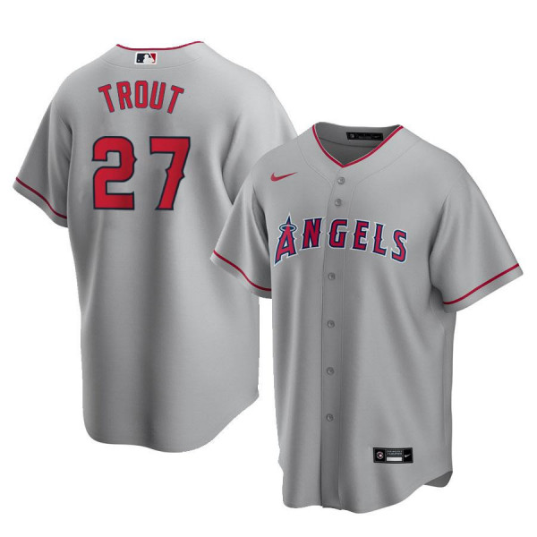 Men's Youth Women's Los Angeles Angels 27 Replica Gray Road Mike Trout Jersey