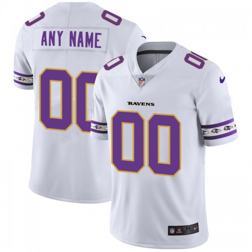 Baltimore Ravens Custom White Team Logo Vapor Limited Jersey