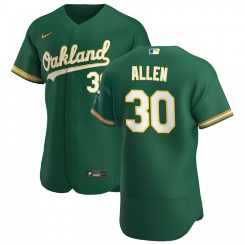 Oakland Oakland Athletics #30 Austin Allen Men's Kelly Green Alternate 2020 Authentic Player Jersey Men's