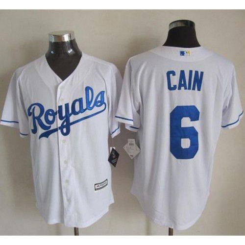 Kansas City Royals #6 Lorenzo Cain White New Cool Base Stitched Jersey Men's
