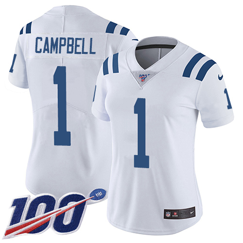 Colts #1 Parris Campbell White Women's Stitched 100th Season Vapor Untouchable Limited Jersey