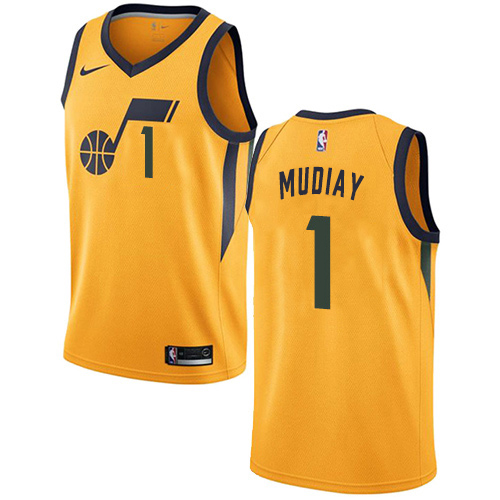 Utah Jazz #1 Emmanuel Mudiay Yellow Swingman Statement Edition Jersey Mens