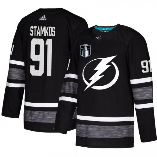 Adidas Tampa Bay Lightning #91 Steven Stamkos Black Authentic 2022 Stanley Cup Final Patch All-Star Stitched Jersey Men's