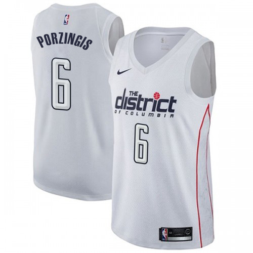 Washington Wizards #6 Kristaps Porzingis White Swingman City Edition Jersey Mens