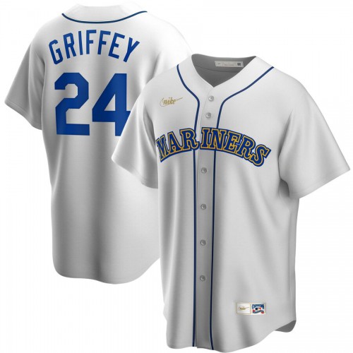 Seattle Seattle Mariners #24 Ken Griffey Jr. Home Cooperstown Collection Player Jersey White Men's