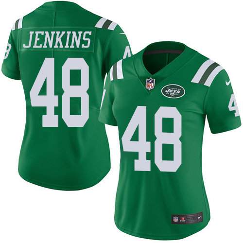 New York Jets #48 Jordan Jenkins Green Women's Stitched Limited Rush Jersey Womens