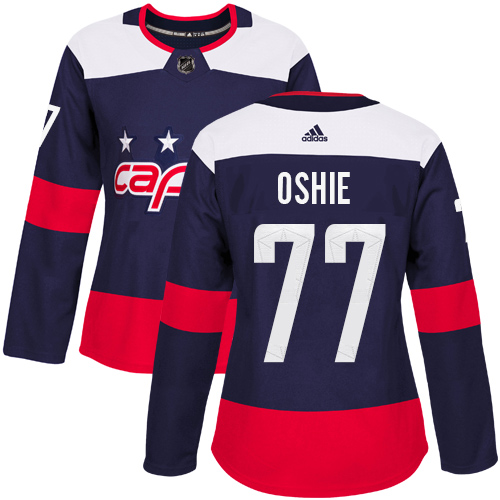 Adidas Washington Capitals #77 T.J. Oshie Navy Authentic 2018 Stadium Series Women's Stitched Jersey Womens