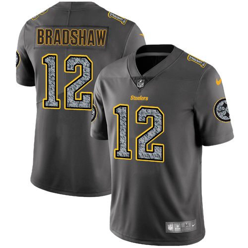 Steelers #12 Terry Bradshaw Gray Static Men's Stitched Vapor Untouchable Limited Jersey
