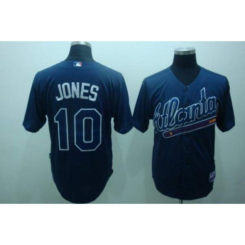 Atlanta Braves #10 Chipper Jones Blue Practise Stitched Jersey Men's