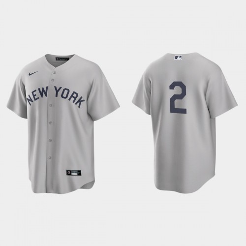 New York New York Yankees #2 Derek Jeter Men's Gray 2021 Field of Dreams Game Jersey Men's